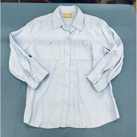 Liz Claiborne Tops - Liz Claiborne Lizwear Light Blue Denim Button Down UP Shirt Long Sleeve L